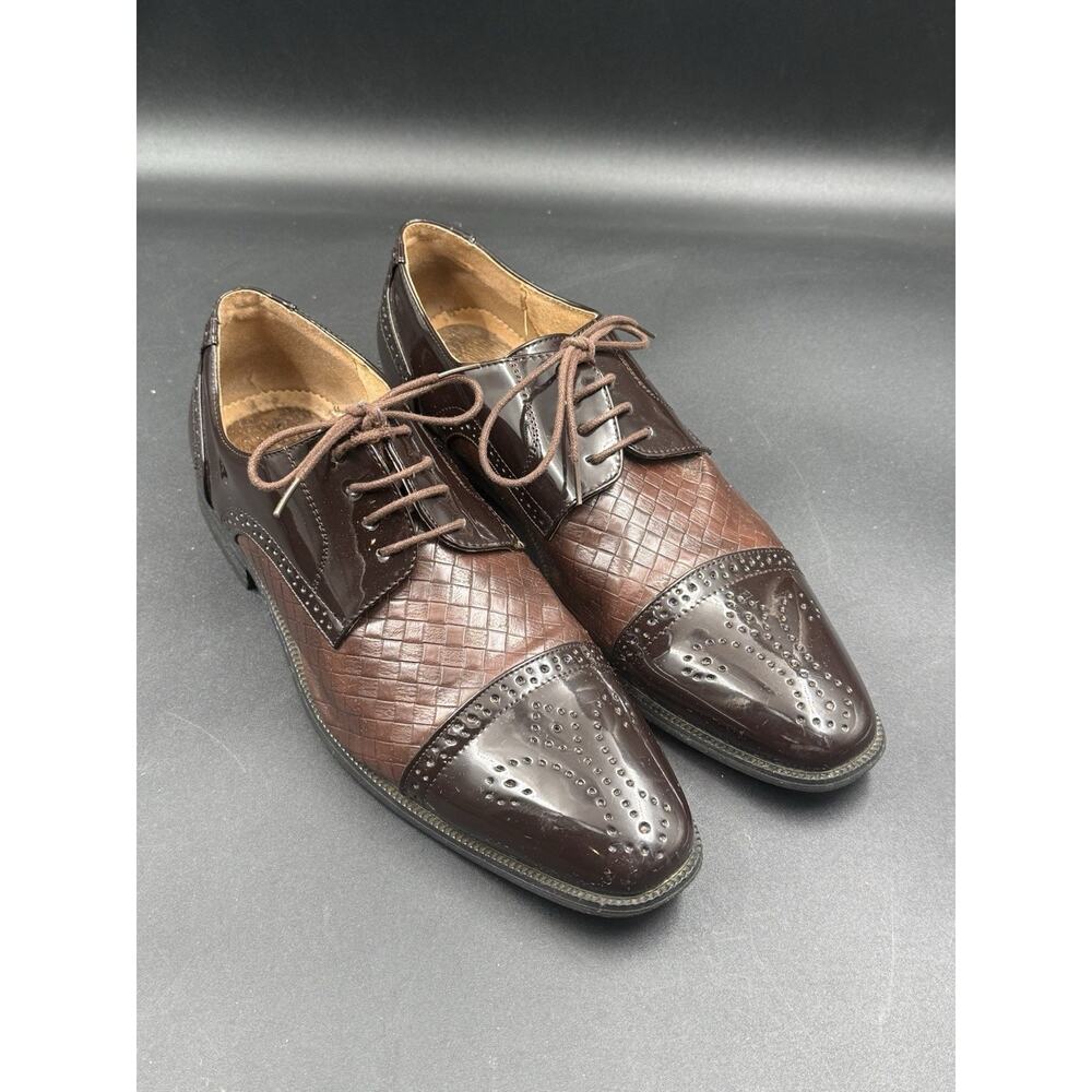 Masimo New York Oxford Mens Brown Croc Embossed Square Toe 2240-12 Size 11